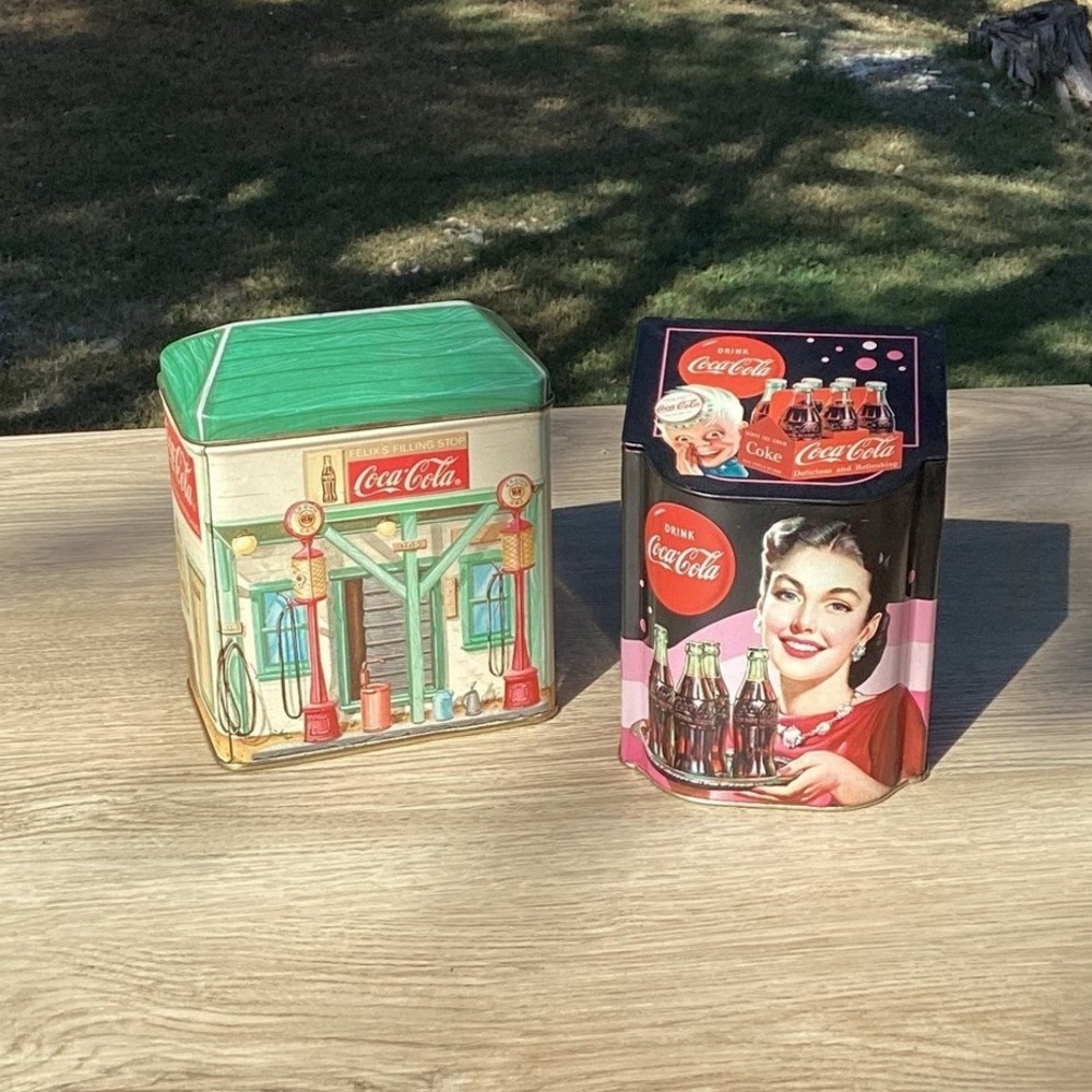 Coca Cola Tin Canisters Set Vintage Gas Station‎ Diner Retro Collectible
